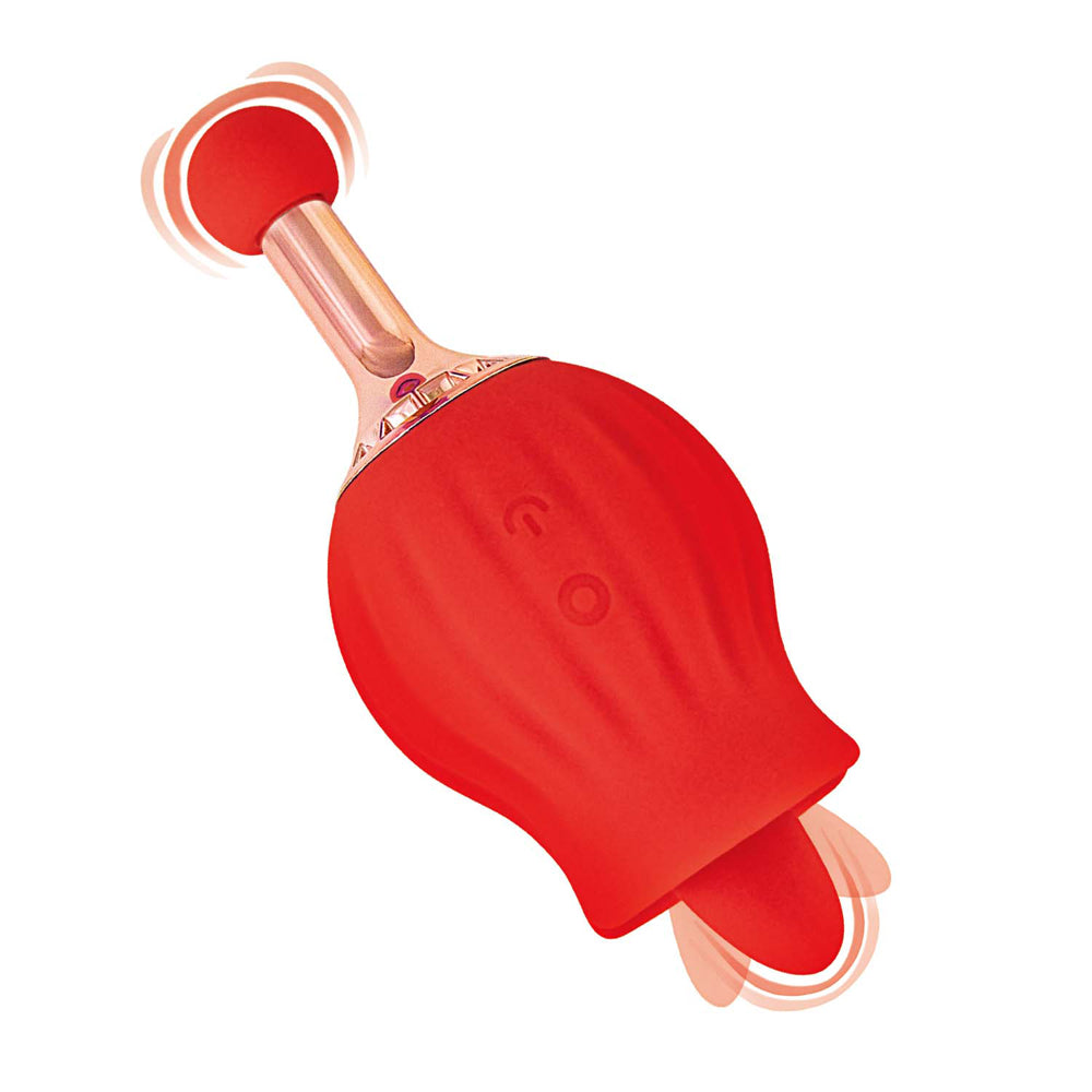 Clit-Tastic Rose Bud Dual Massager Red | 782631317213 | Available at EroticWarehouse.com