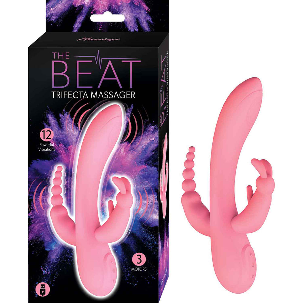 The Beat Trifecta Massager Pink | 782631319613 | Available at EroticWarehouse.com