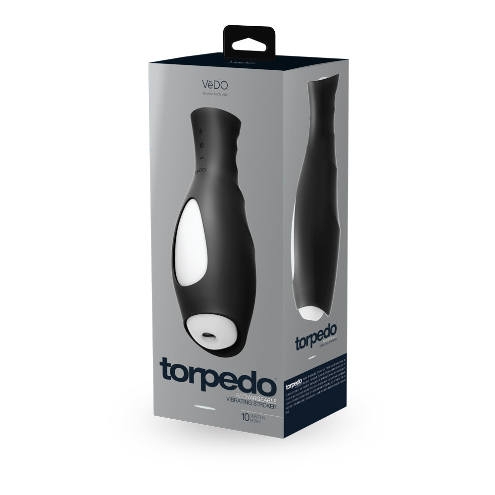 Torpedo Rechargeable Vibrating Stroker Just Black | 789185756864 | Available at EroticWarehouse.com