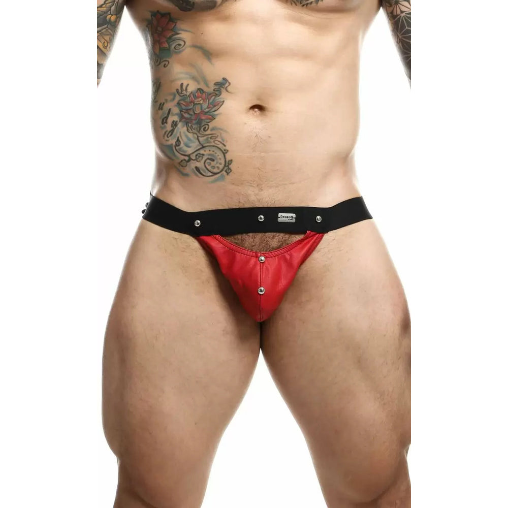 Dngeon Peekaboo Jockstrap Red One Size | 804859876423 | Available at EroticWarehouse.com