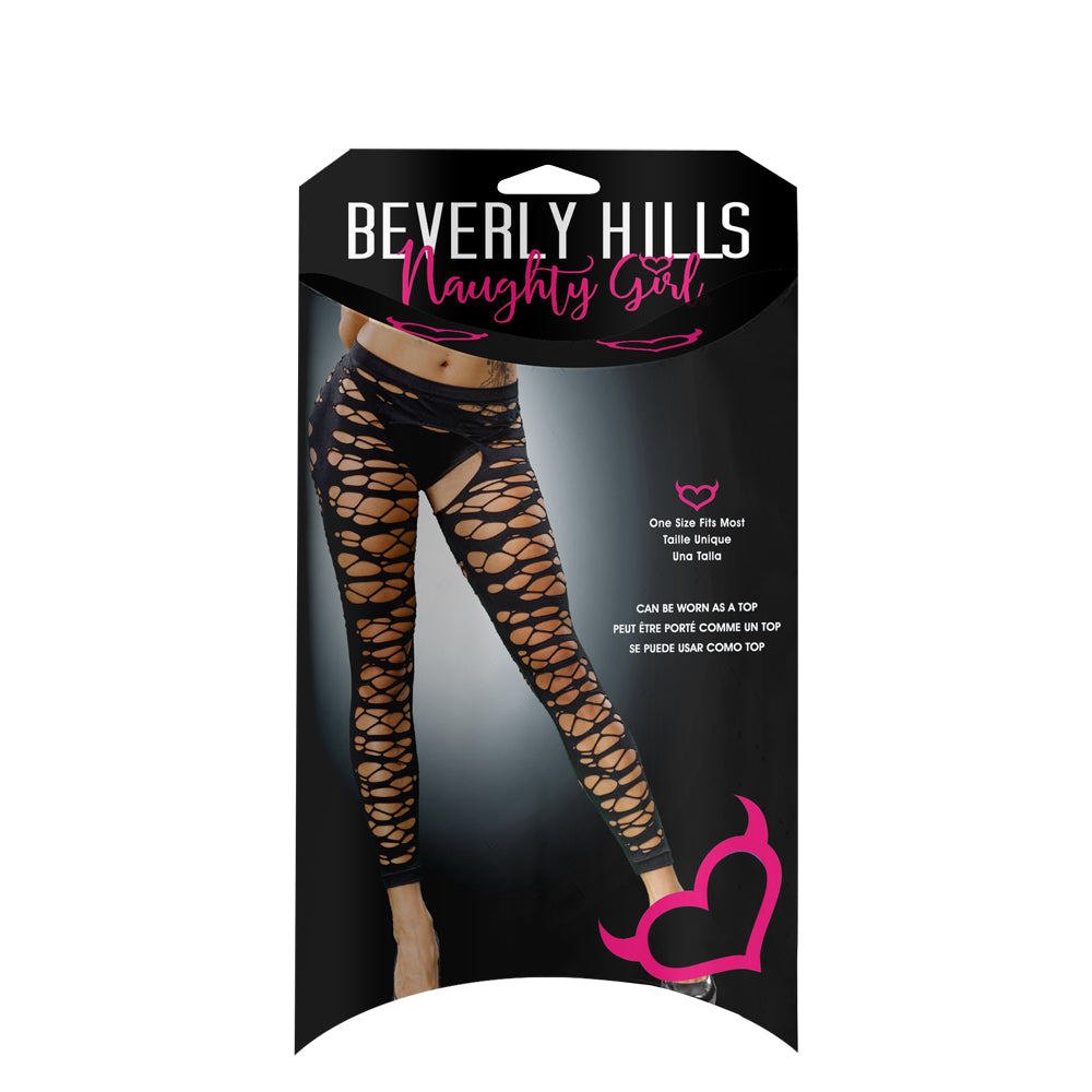 Ladies Sheer Sexy Full Mesh Design Crotchless And Buttless Leggings Black | 809565038240 | Available at EroticWarehouse.com