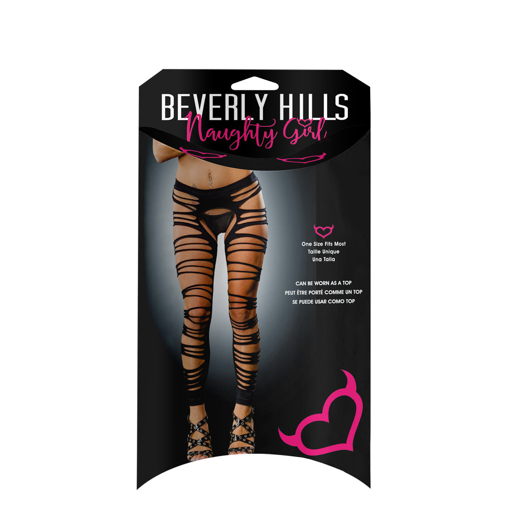 Ladies Erotic Sexy Side Straps Crotchless And Buttless Leggings Black | 809565038264 | Available at EroticWarehouse.com