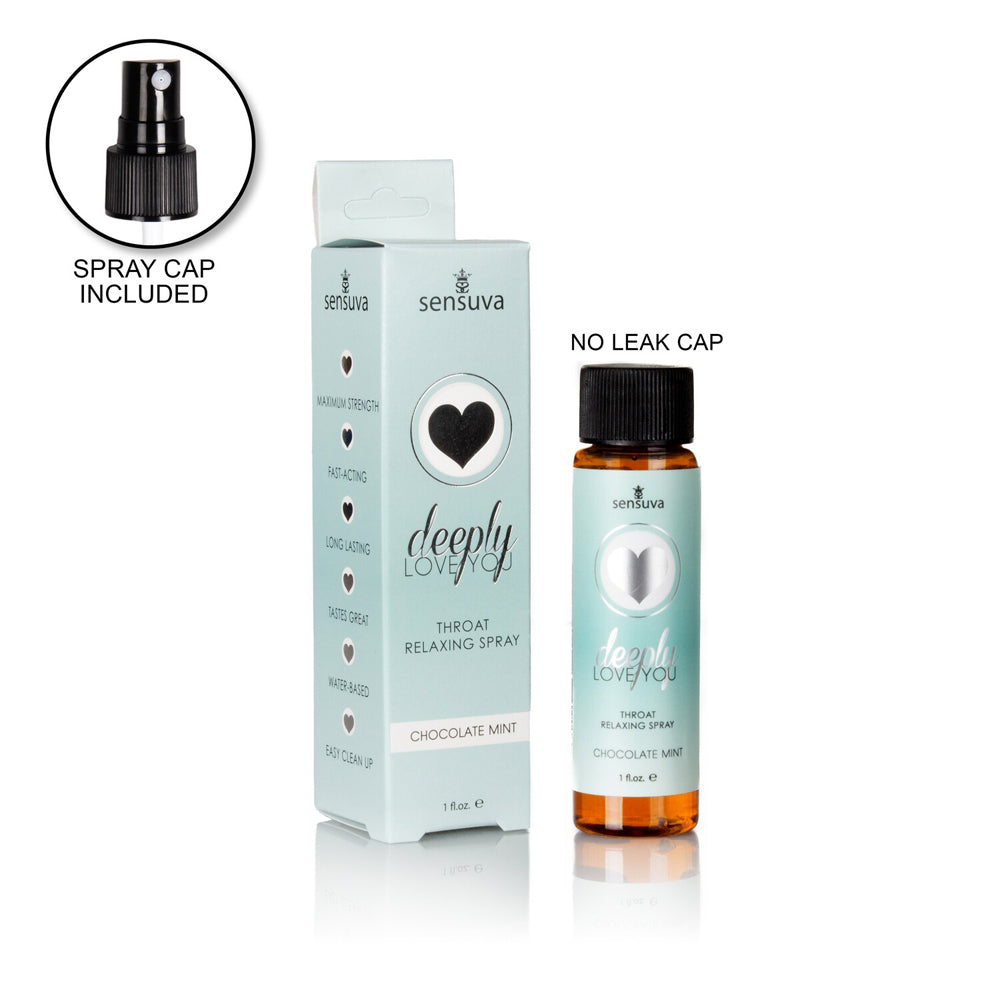 Deeply Love You Throat Relaxing Spray 1 oz. Bottle Chocolate Mint | 810002664908 | Available at EroticWarehouse.com
