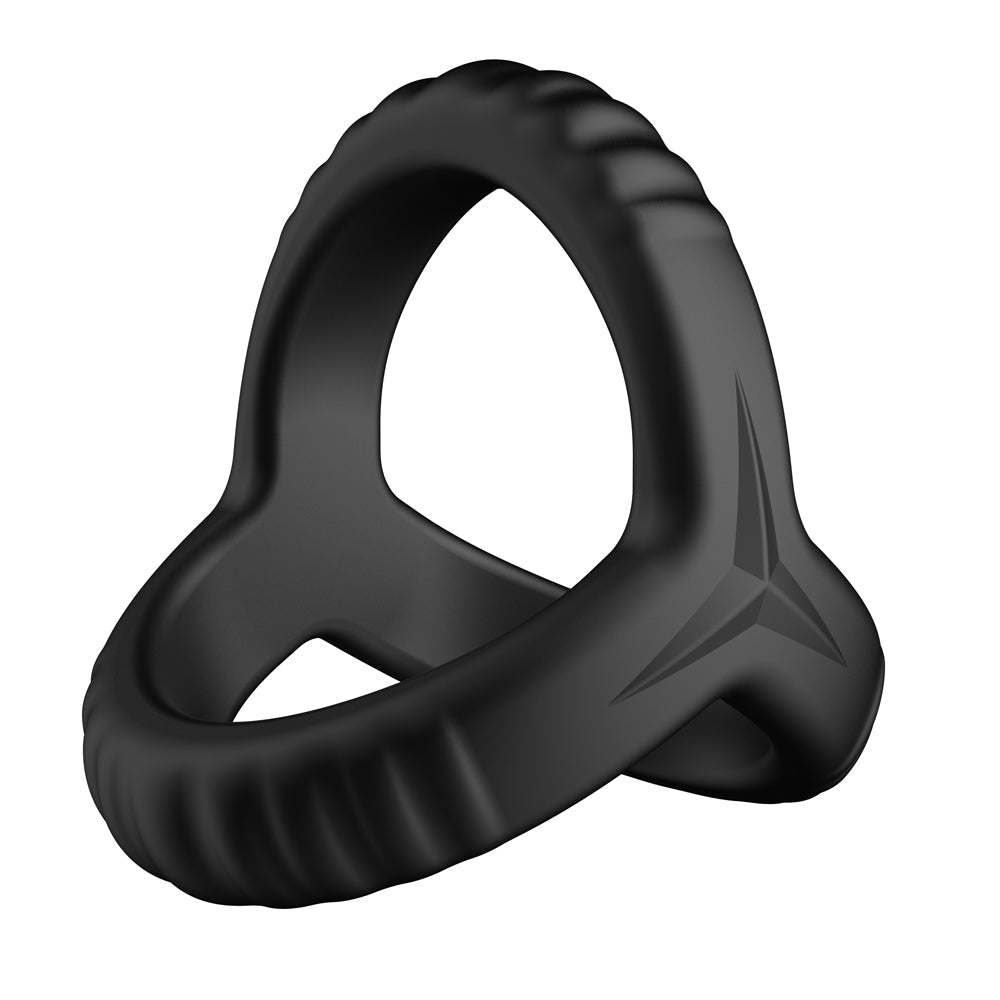 F-59: Tri Cock & Ball Ring Black | 810119283856 | Available at EroticWarehouse.com