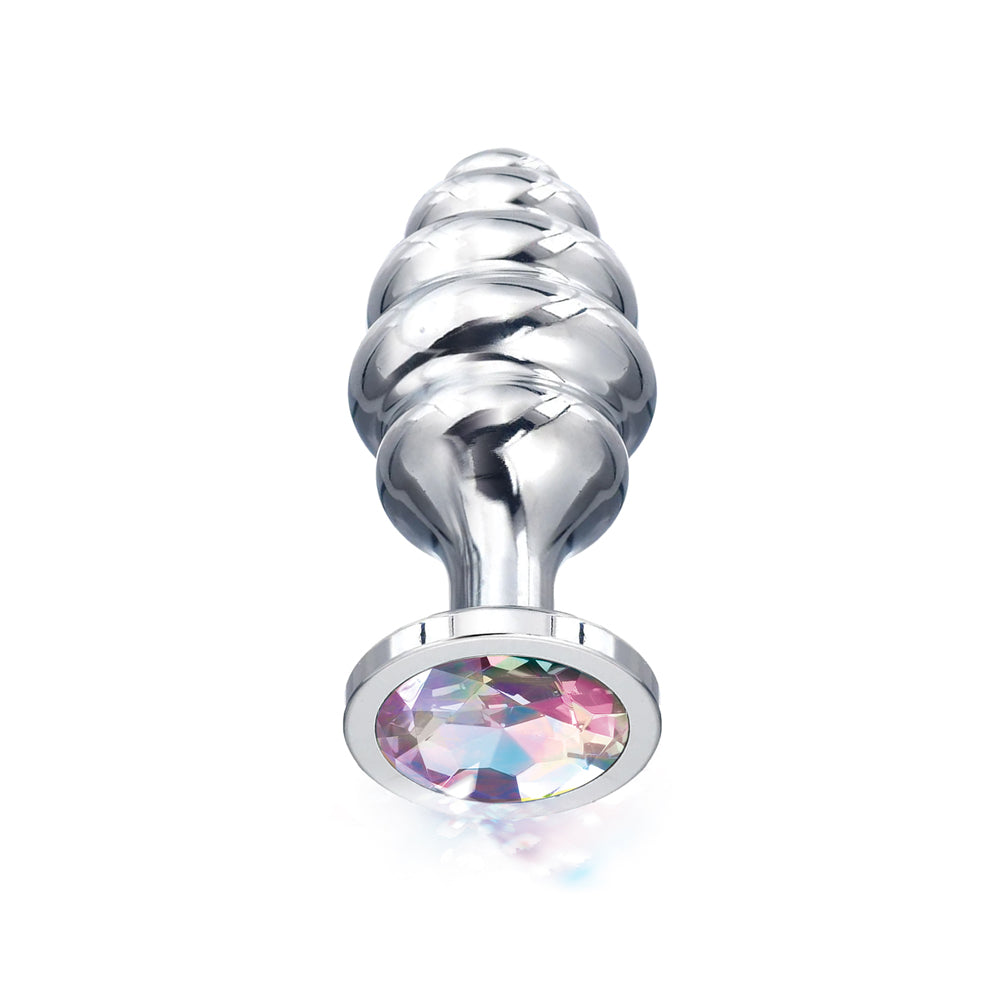 Nixie Ribbed Stainless Steel Butt Plug Honey Dipper Large | 810126930026 | Available at EroticWarehouse.com