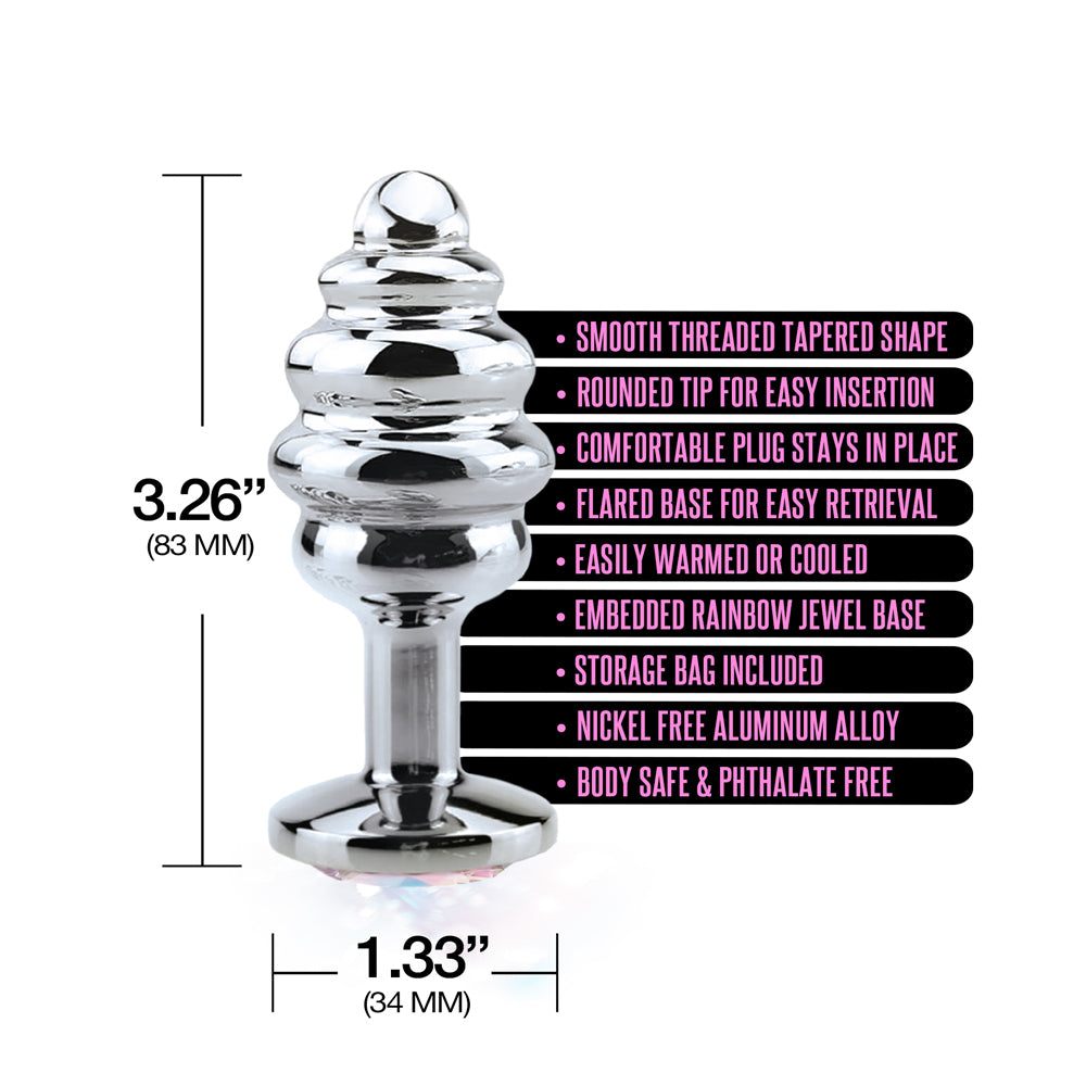 Nixie Ribbed Stainless Steel Butt Plug Honey Dipper Medium | 810126930033 | Available at EroticWarehouse.com