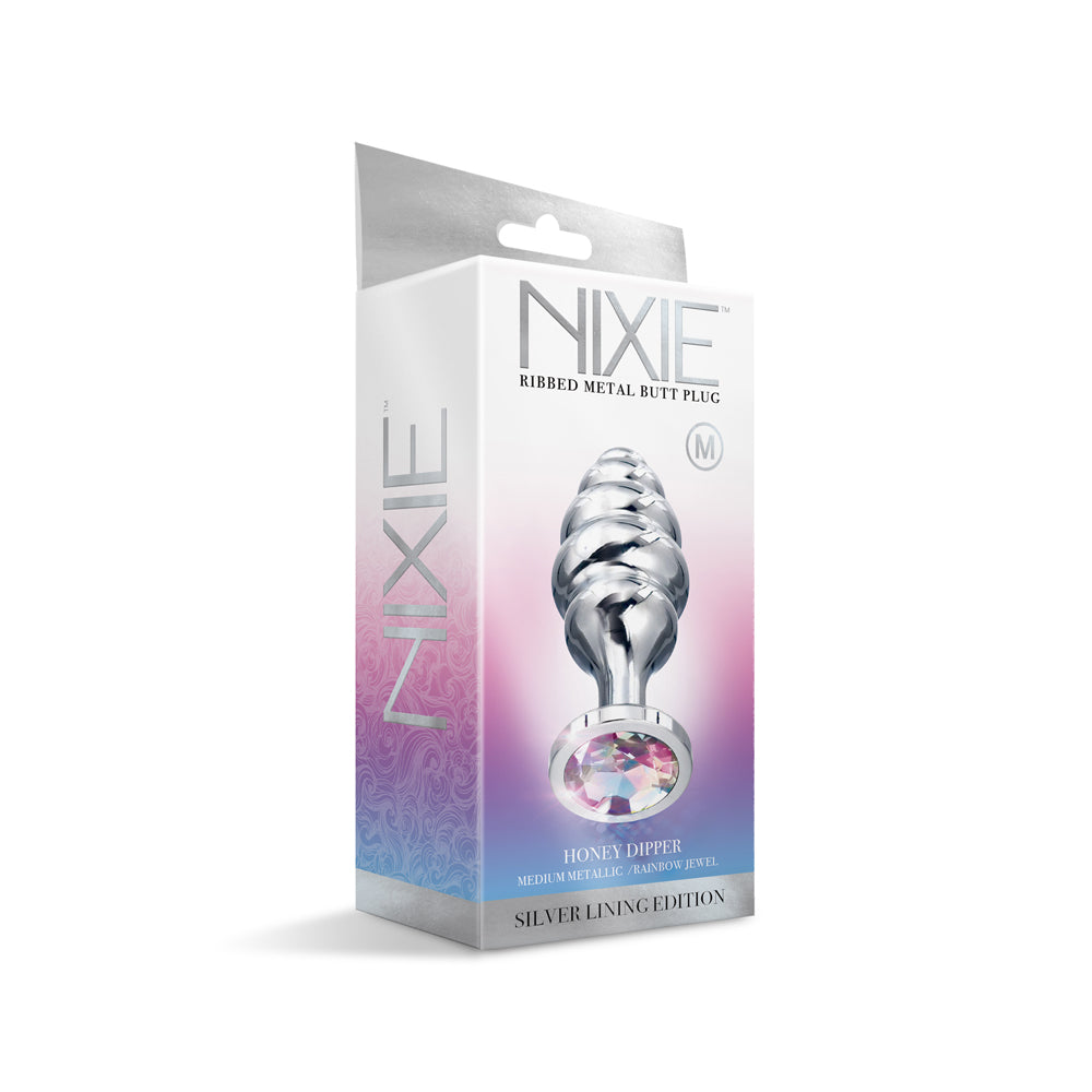 Nixie Ribbed Stainless Steel Butt Plug Honey Dipper Medium | 810126930033 | Available at EroticWarehouse.com