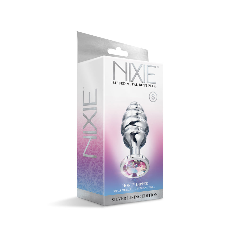 Nixie Ribbed Metal Butt Plug Honey Dipper Small | 810126930040 | Available at EroticWarehouse.com