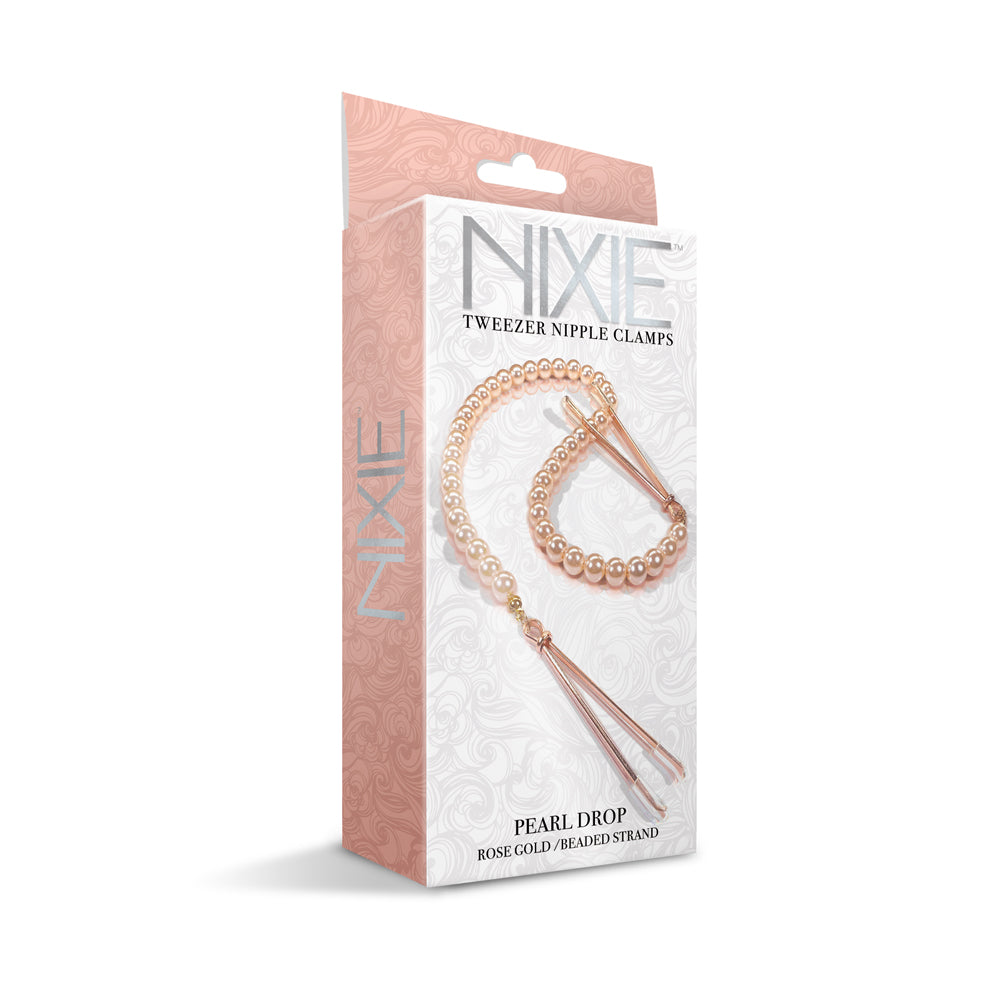 Nixie Adjustable Tweezer Clips With Pearls Rose Gold | 810126930057 | Available at EroticWarehouse.com