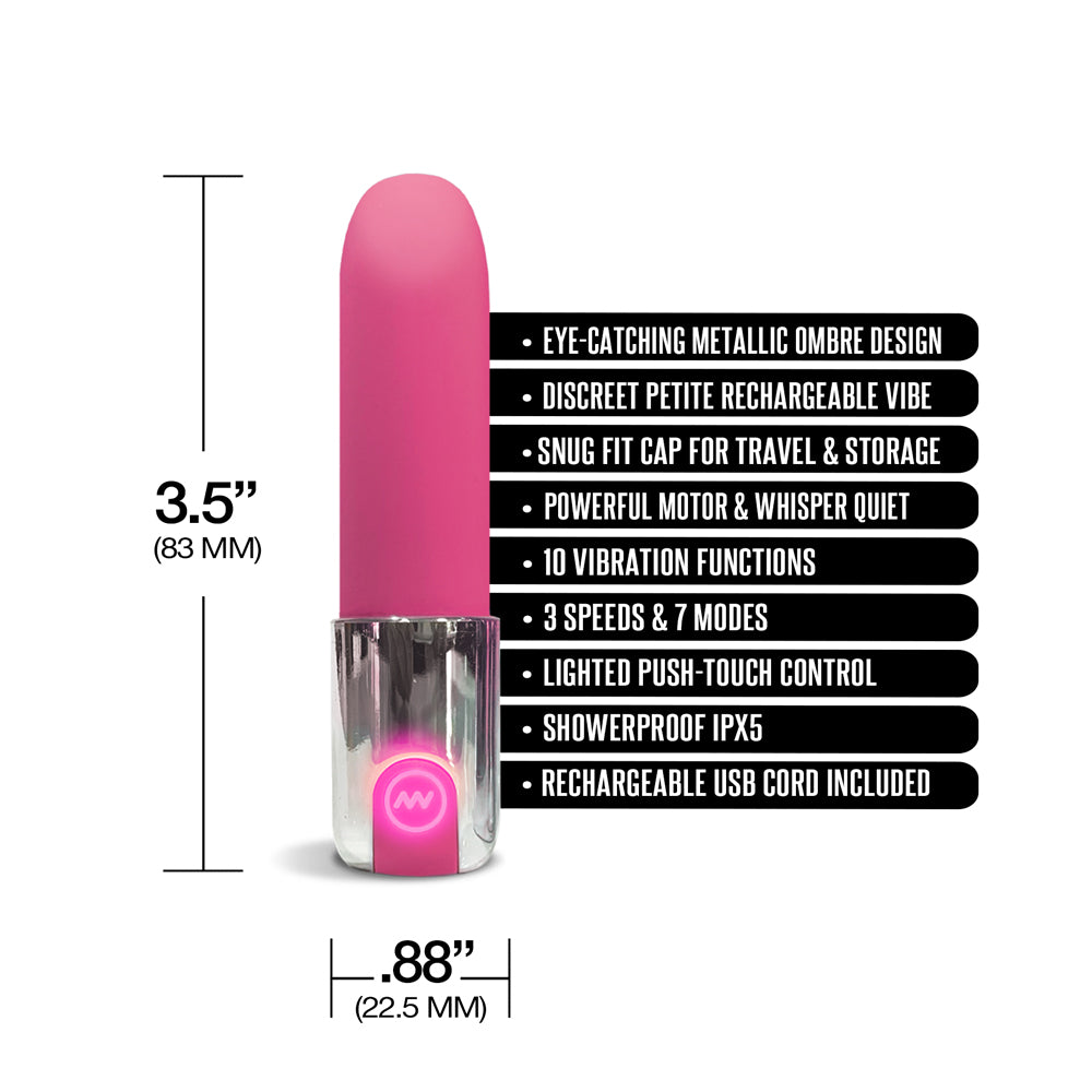 Nixie Smooch Rechargeable Lipstick Bullet Vibrator Pink Ombre | 810126930095 | Available at EroticWarehouse.com