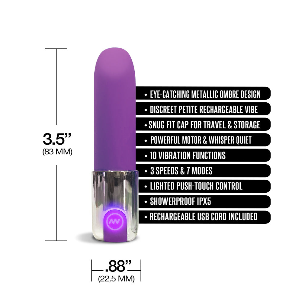 Nixie Smooch Rechargeable Lipstick Bullet Vibrator Purple Ombre | 810126930101 | Available at EroticWarehouse.com