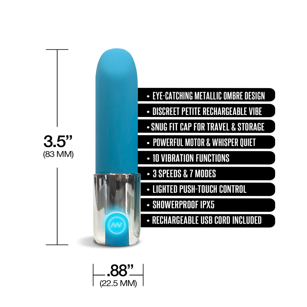 Nixie Smooch Rechargeable Lipstick Bullet Vibrator Blue Ombre | 810126930118 | Available at EroticWarehouse.com