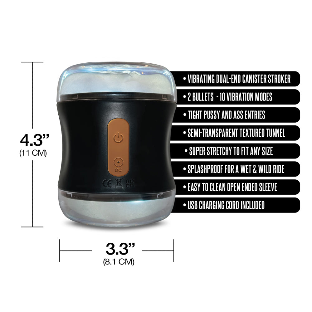 Mstr B8 Clear-View Vibrating Dual End Stroker Double Play Pro | 810126930439 | Available at EroticWarehouse.com