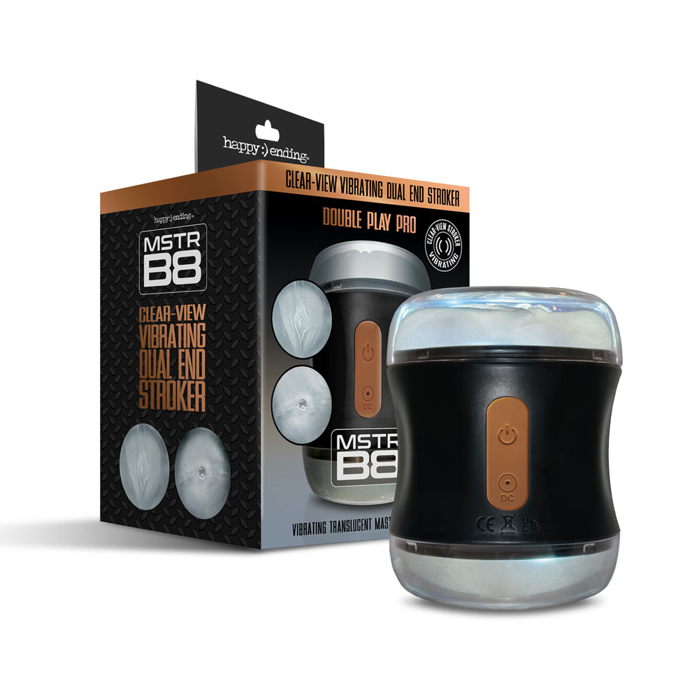 Mstr B8 Clear-View Vibrating Dual End Stroker Double Play Pro | 810126930439 | Available at EroticWarehouse.com