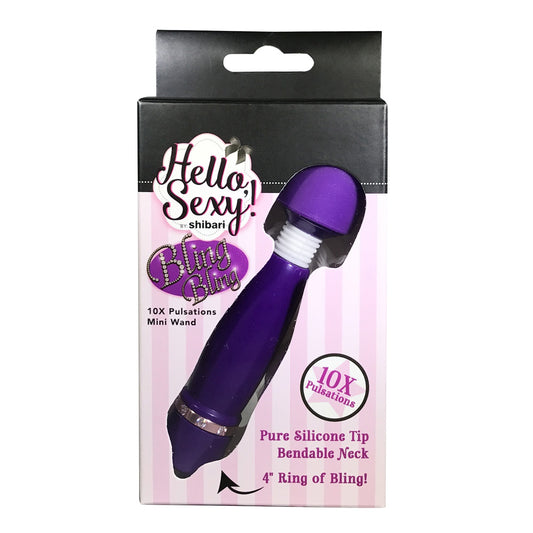 Hello, Sexy! Bling, Bling Mini Wand Purple | 812024032871 | Available at EroticWarehouse.com