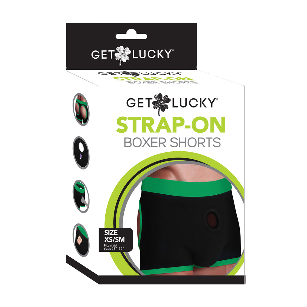 Get Lucky Strap-On Boxers Black/Green Xs/S | 812024034998 | Available at EroticWarehouse.com