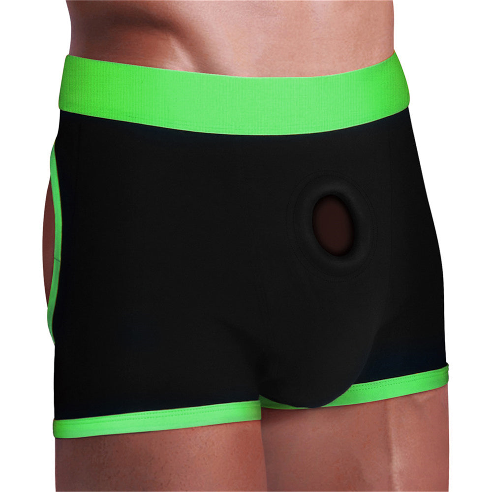 Get Lucky Strap-On Boxers Black/Green M/L | 812024035001 | Available at EroticWarehouse.com