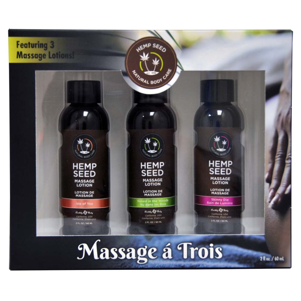 Massage-A-Trois Gift Set Box 2 oz. | 814487023014 | Available at EroticWarehouse.com