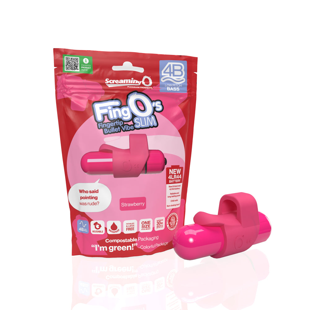 Screaming O 4B Fingo Slim Strawberry | 817483016004 | Available at EroticWarehouse.com