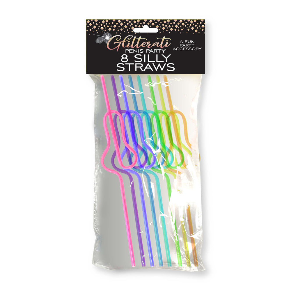Glitterati Silly Penis Straws 8 Pack | 817717011034 | Available at EroticWarehouse.com