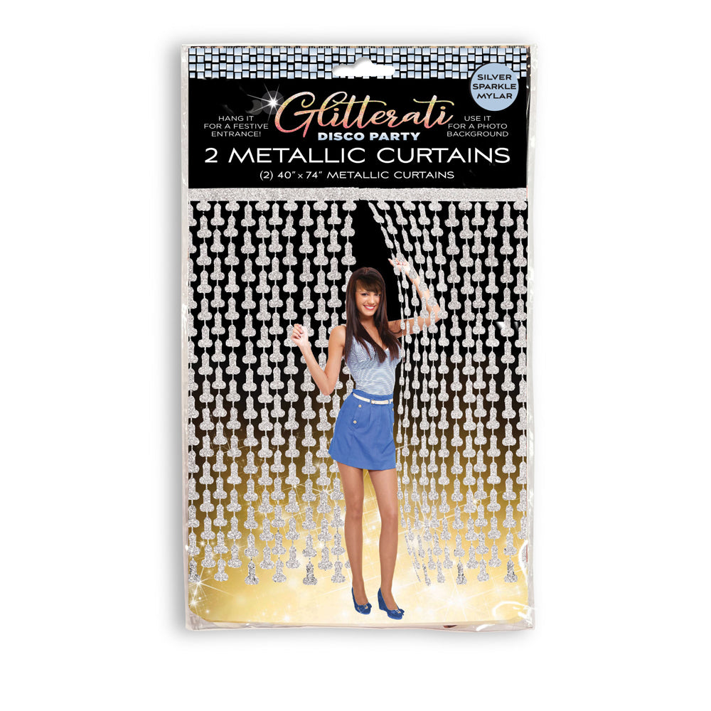 Glitterati Disco Penis Foil Curtains 2/6ft Pcs | 817717011454 | Available at EroticWarehouse.com