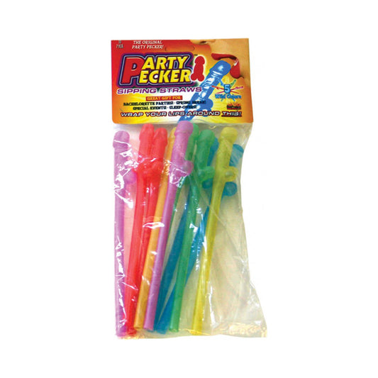 Party Pecker Straw Neon (10PK) | 818631021031 | Available at EroticWarehouse.com
