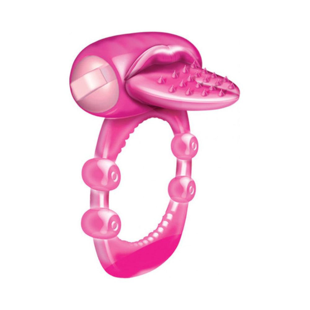 Nubby Tongue Vibrating Cock Ring Magenta | 818631022946 | Available at EroticWarehouse.com