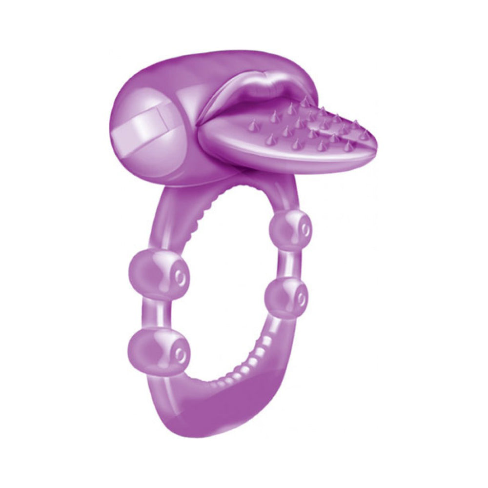 Nubby Tongue Vibrating Cock Ring Purple | 818631023264 | Available at EroticWarehouse.com