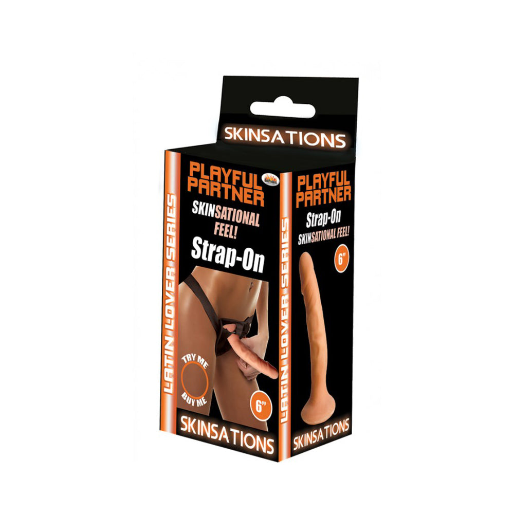 Skinsations Latin Lover Series Playful Partner Strap On Dildo With Harness 6" | 818631030507 | Available at EroticWarehouse.com
