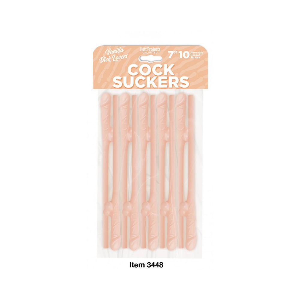 Cock Suckers Pecker Straws Vanilla Lovers 10Pk | 818631034482 | Available at EroticWarehouse.com