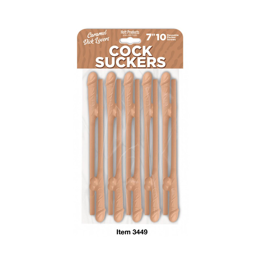 Cock Suckers Pecker Straws Caramel Lovers 10Pk | 818631034499 | Available at EroticWarehouse.com