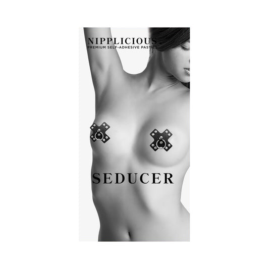 Nipplicious Seducer Leather Pasties With Ring Black | 818631034581 | Available at EroticWarehouse.com