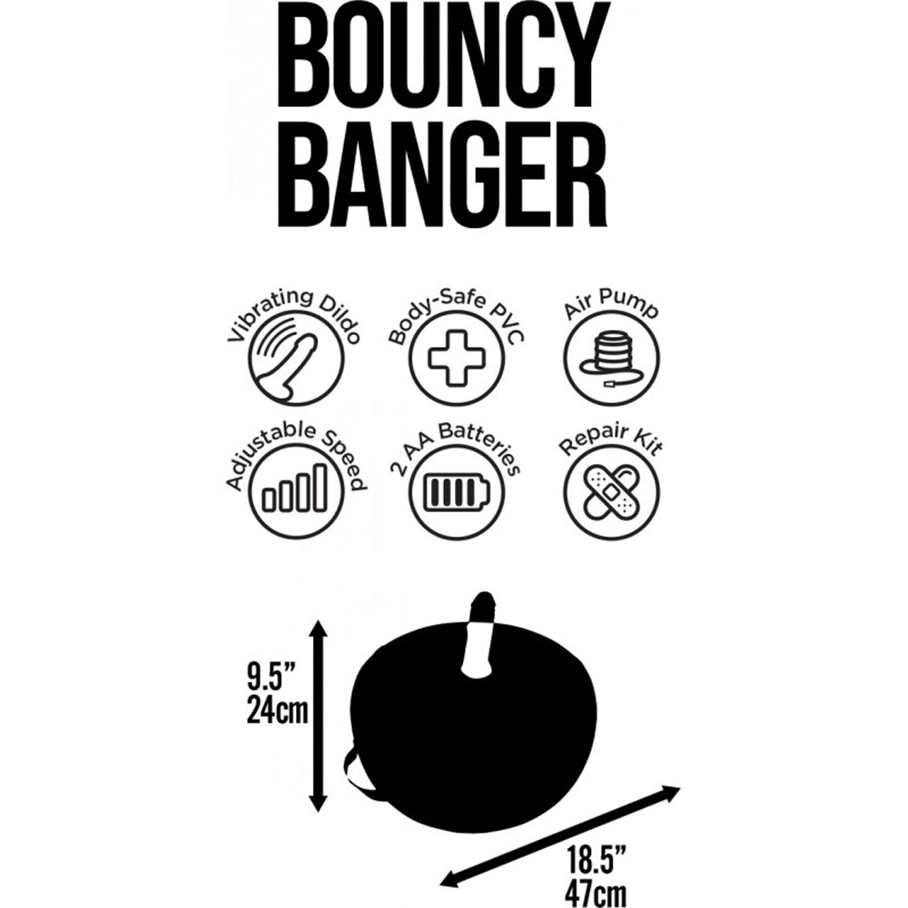 Bouncy Banger Inflatable Cushion With Wire Controller Vibe Dildo | 818631035861 | Available at EroticWarehouse.com