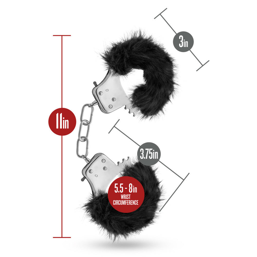 Temptasia Plush Fur Cuffs Black | 819835020066 | Available at EroticWarehouse.com