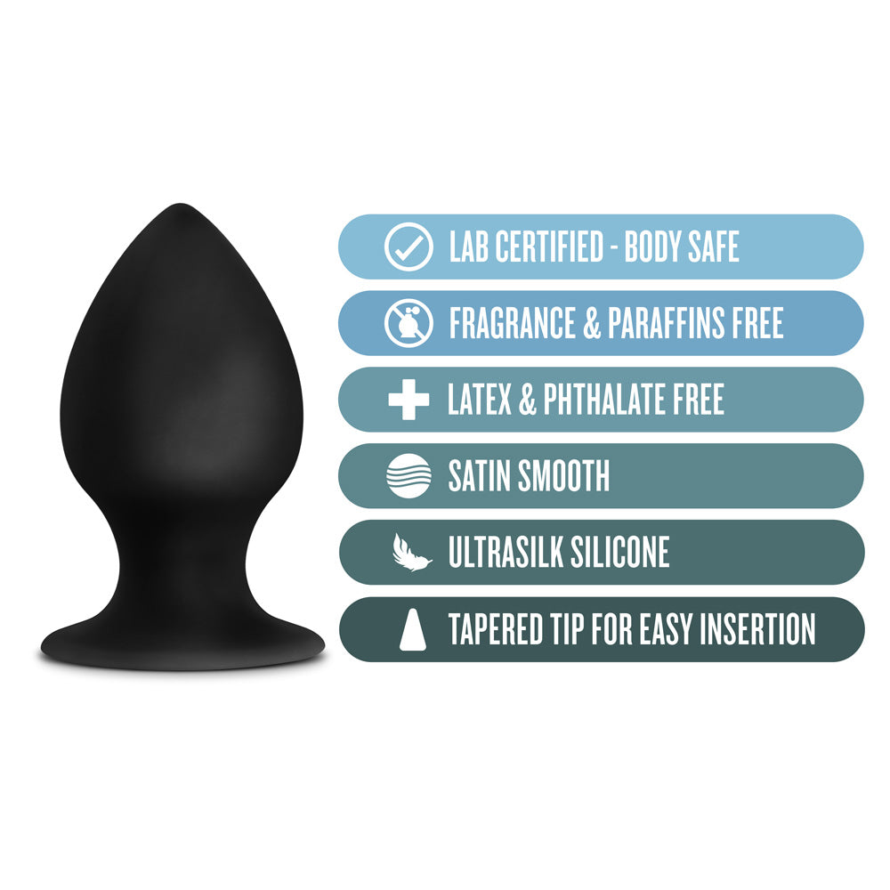 Anal Adventures Platinum Silicone Anal Stout Plug Medium Black | 819835025160 | Available at EroticWarehouse.com