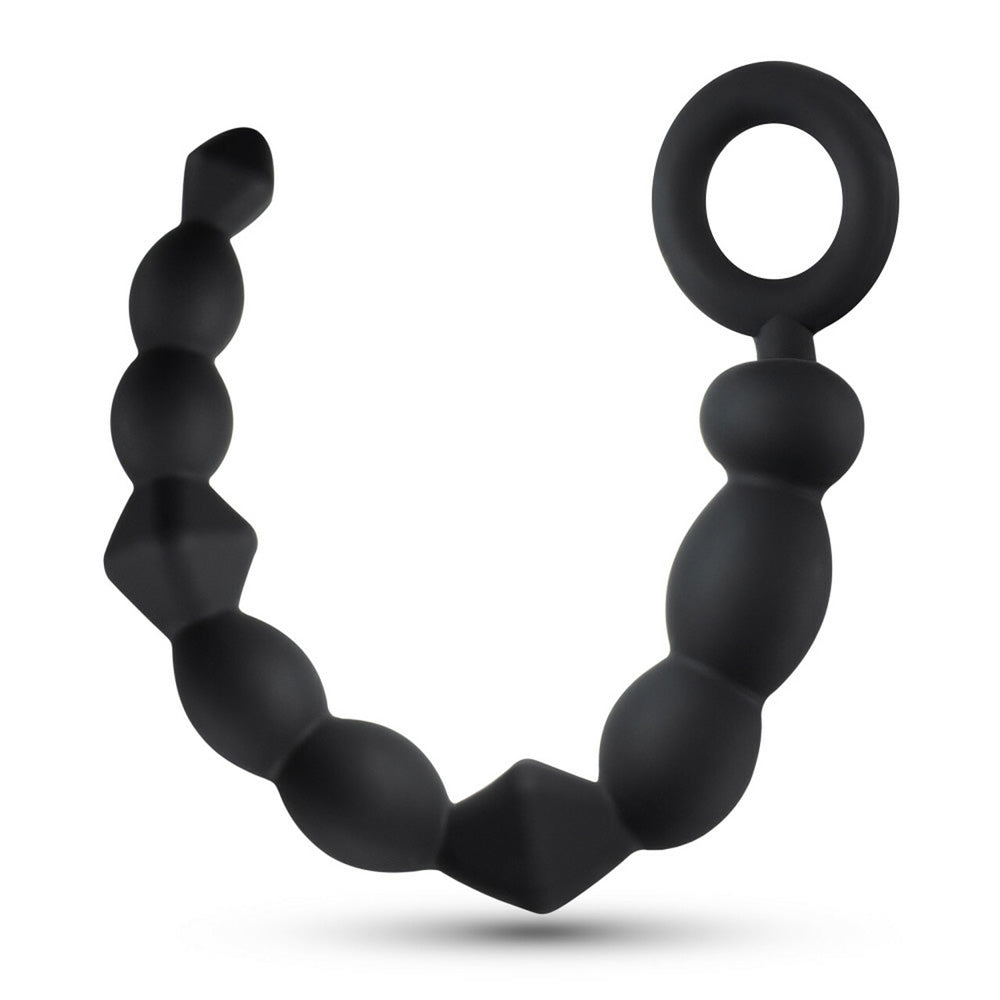Anal Adventures Platinum Silicone Beginner Anal Beads Black | 819835027850 | Available at EroticWarehouse.com