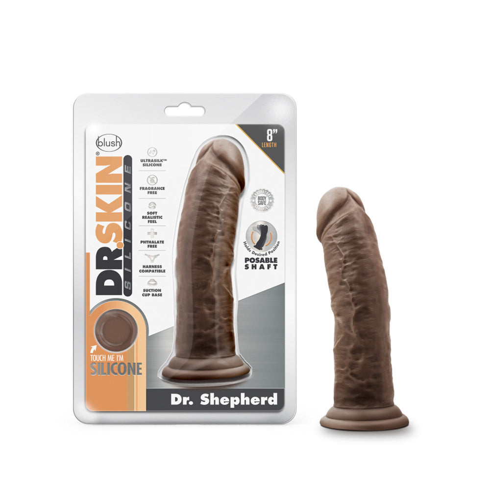 Dr. Skin Silicone Dr. Shepherd 8" Dildo With Suction Cup Chocolate | 819835028000 | Available at EroticWarehouse.com