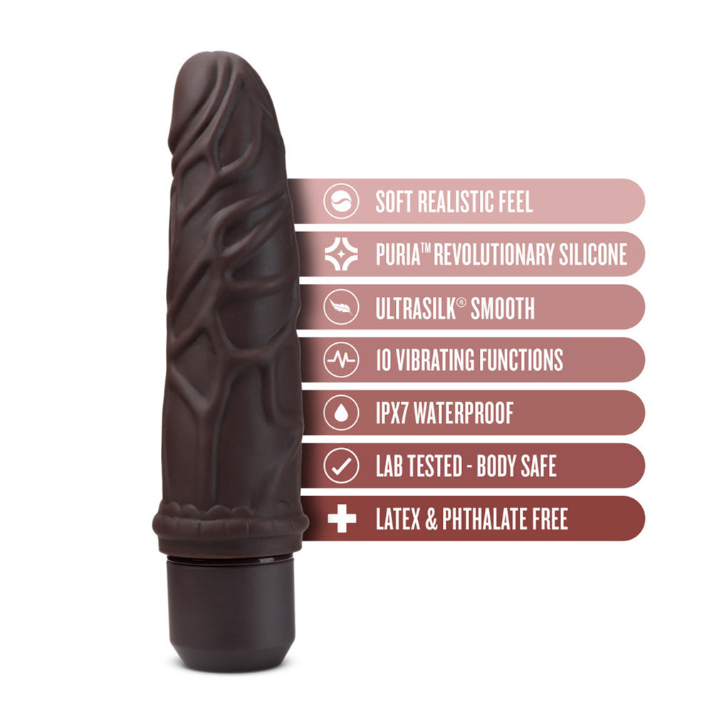 Dr. Skin Silicone Dr. Robert 7'' Vibrating Dildo Brown | 819835029038 | Available at EroticWarehouse.com