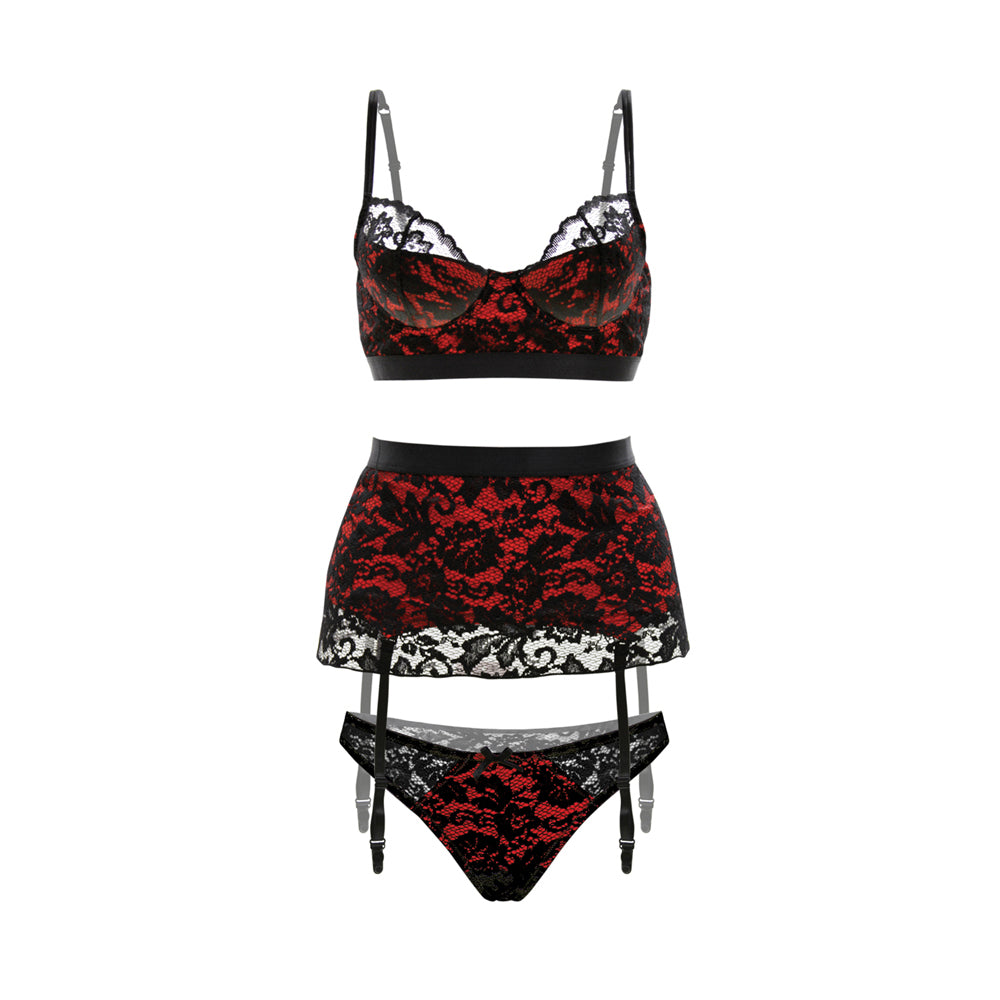 Christine Bra Matching Gartered Skirt And Panty - XL (Garment Only - No Box) | 819969023797 | Available at EroticWarehouse.com