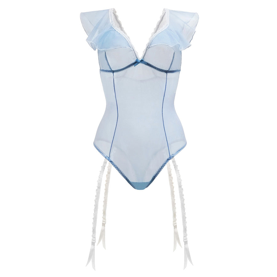 Blue Daiquiri Gartered Teddy - 3X/4X (Garment Only - No Box) | 819969025685 | Available at EroticWarehouse.com