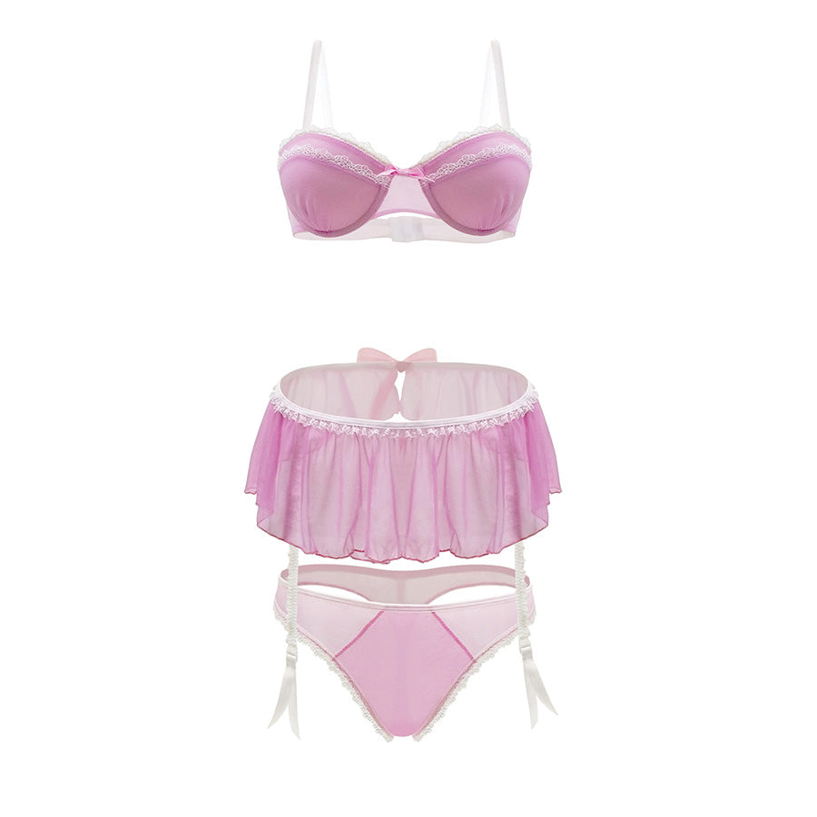 Pink Lady Bra, Skirt & Panty Set - S/M (Garment Only - No Box) | 819969025746 | Available at EroticWarehouse.com