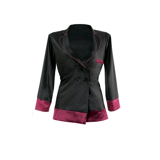 Marjorie Contrast Cuff Satin Blazer Jacket - M/L (Garment Only - No Box) | 819969027986 | Available at EroticWarehouse.com