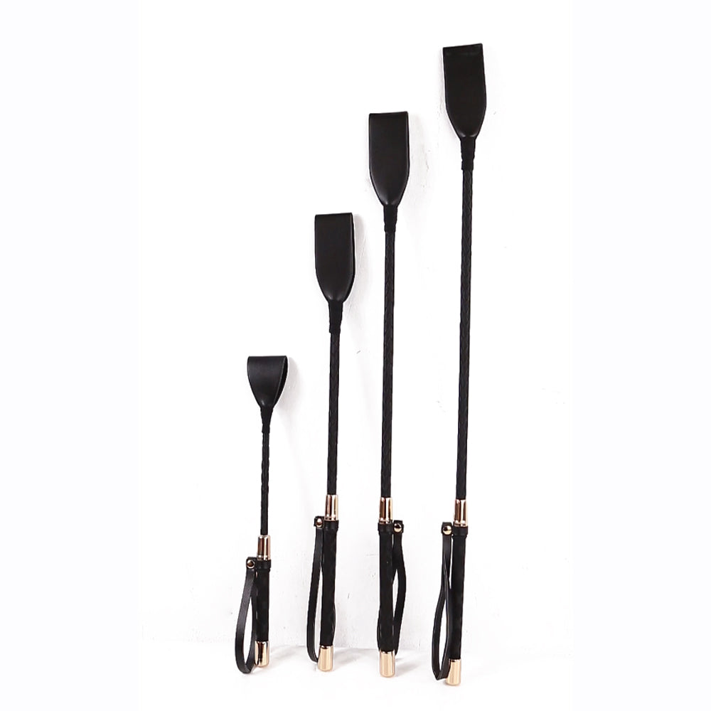 18" PU Golden Tip Riding Crop Black | 821555180371 | Available at EroticWarehouse.com