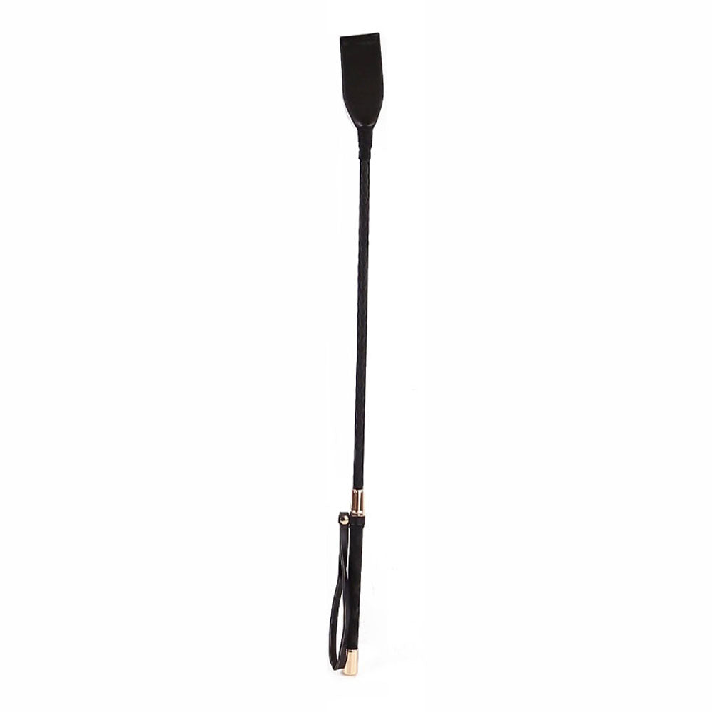 18" PU Golden Tip Riding Crop Black | 821555180371 | Available at EroticWarehouse.com