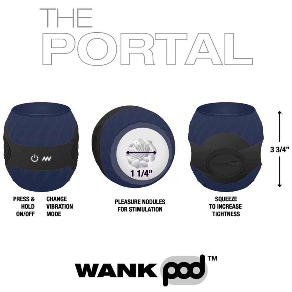 Wank Pod Portal Vibrating Stroker Dark Blue | 824538181105 | Available at EroticWarehouse.com