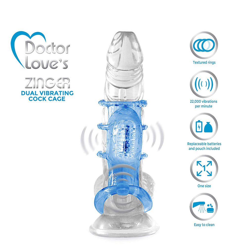 Zinger Dual Vibrating Cock Cage | 831868006114 | Available at EroticWarehouse.com