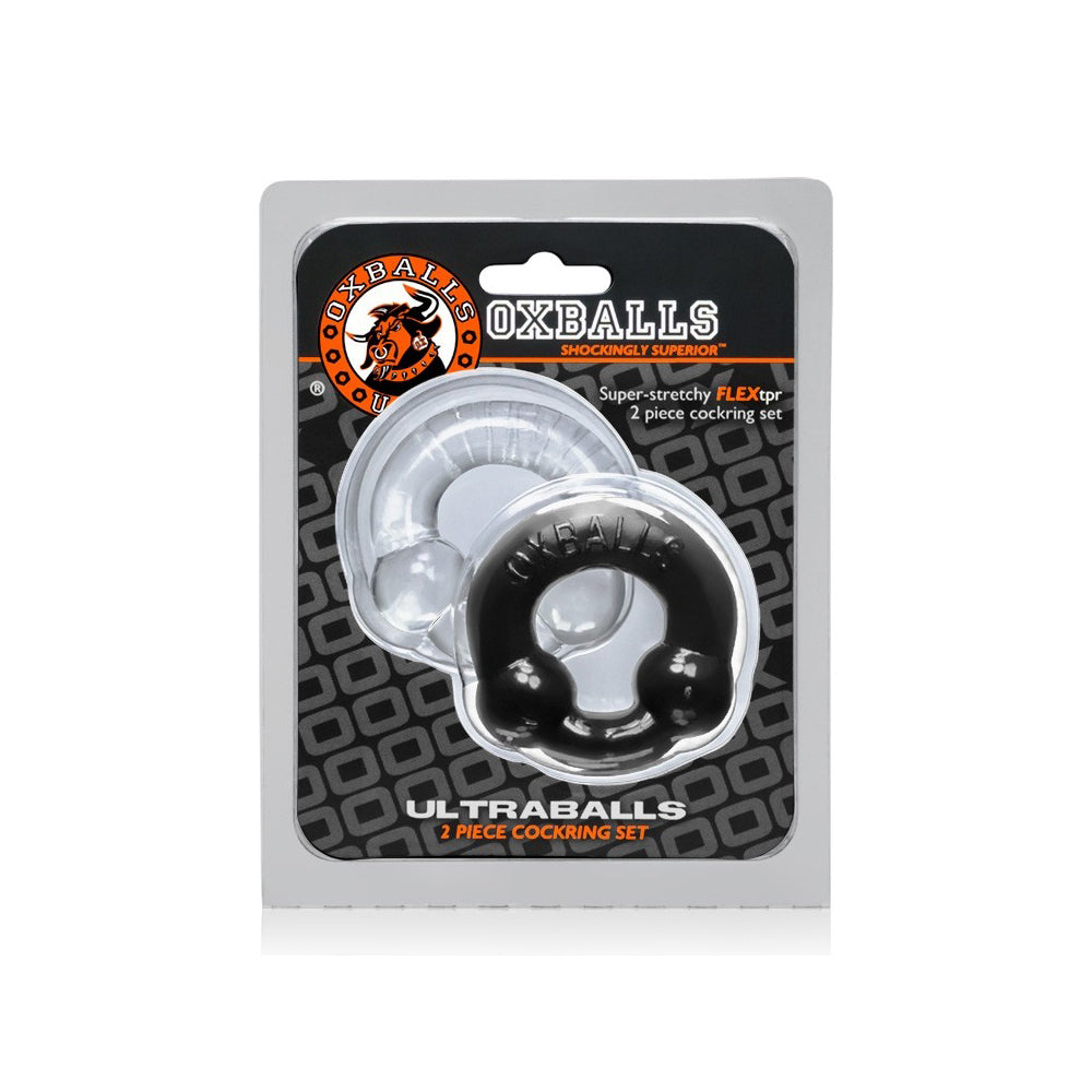 Ultraballs 2-Pack Cock Ring Black & Clear | 840215118783 | Available at EroticWarehouse.com