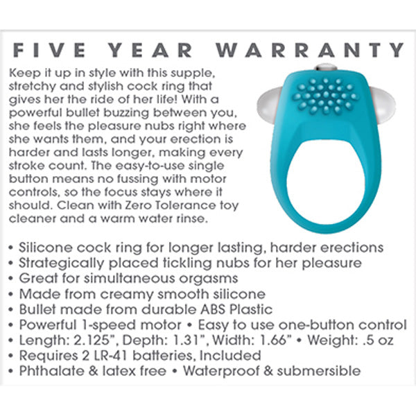 Teal Tickler Vibrating Cock Ring | 844477013282 | Available at EroticWarehouse.com
