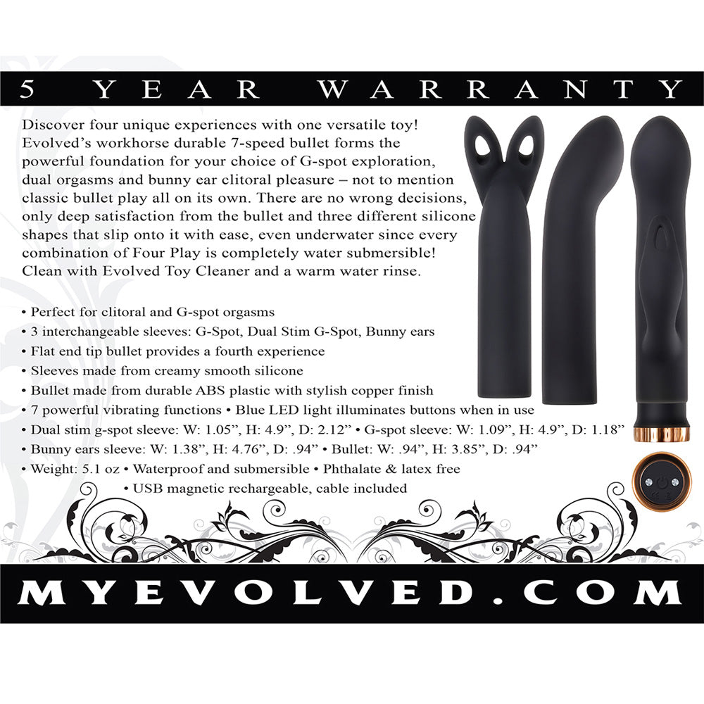 Four Play Black/Rose Gold | 844477015613 | Available at EroticWarehouse.com