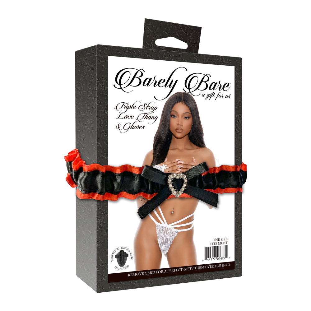 Triple Strap Lace Thong & Gloves White | 844477016771 | Available at EroticWarehouse.com